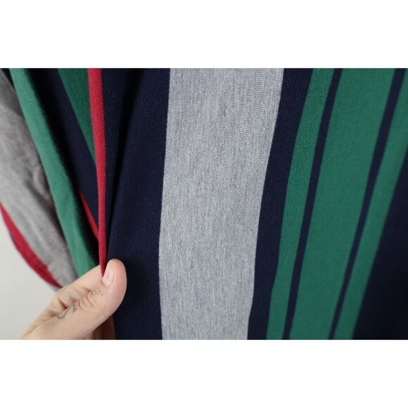Vtg 90s Streetwear Mens Large Faded Striped Color Block Long Sleeve Rugby Polo - Picture 5 of 14